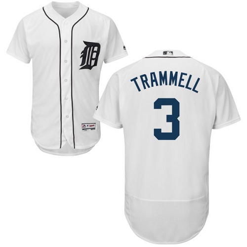 Tigers #3 Alan Trammell White Flexbase Authentic Collection Stitched MLB Jersey - Click Image to Close